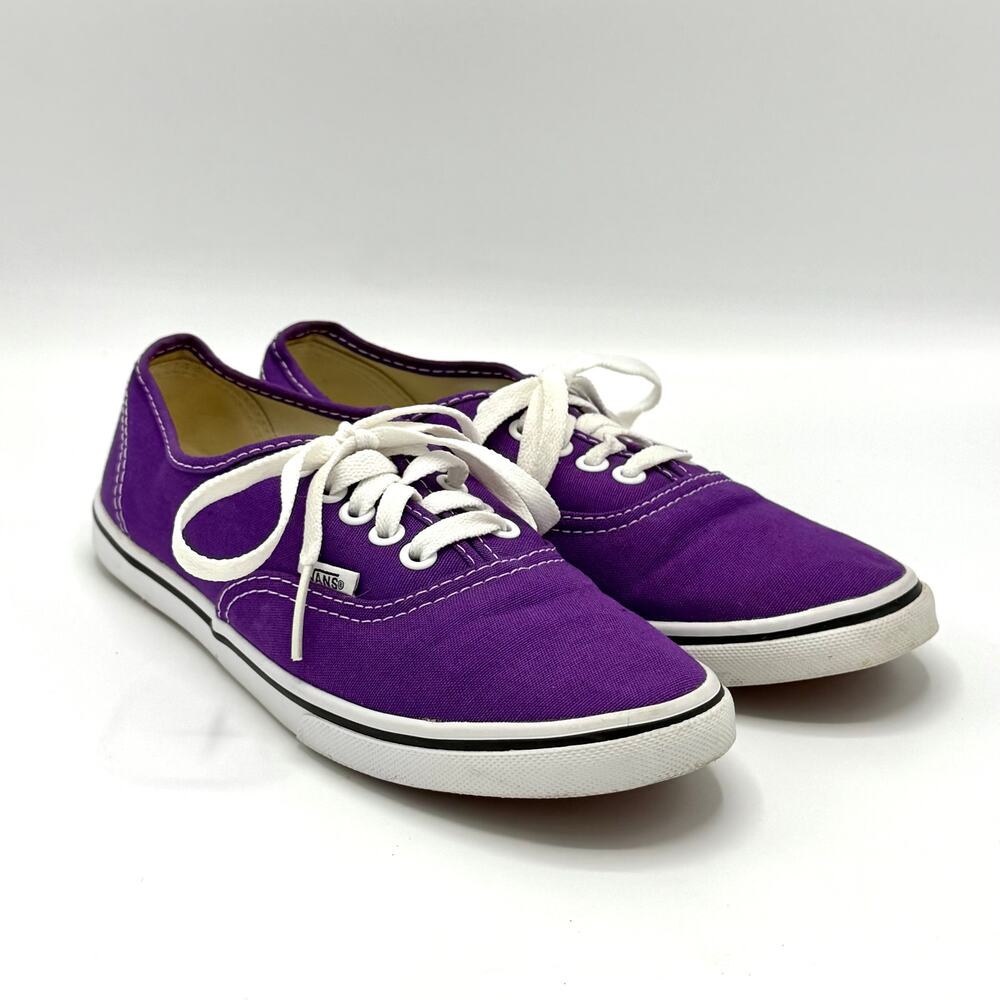 Vans Authentic Purple Canvas Skate Sneakers White Lace Low Top Shoes Women's 7